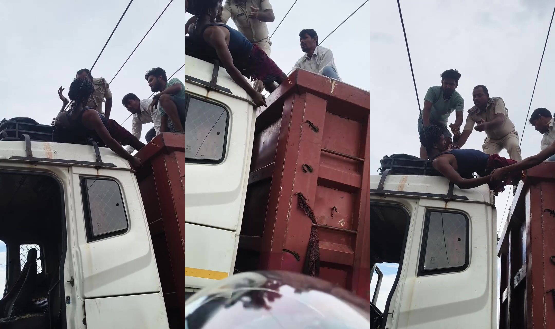 Man riding on top of truck contacted live wire, died electrocuted