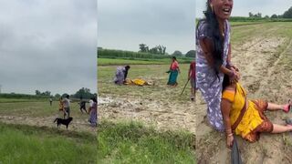Woman knocked out with stick