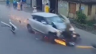 Speeding Car Ends Life Of Motorcyclist In India