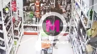 Fucking lunatic slits throat and stabs himself