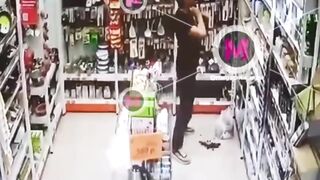Fucking lunatic slits throat and stabs himself