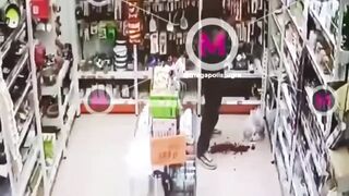 Fucking lunatic slits throat and stabs himself