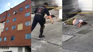 Fat woman falls to her death