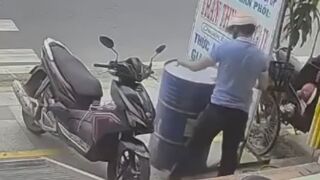 Barrel Explodes While Man Cuts It, Leaving Him Injured