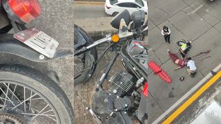 Motorcyclist takes flight in road accident