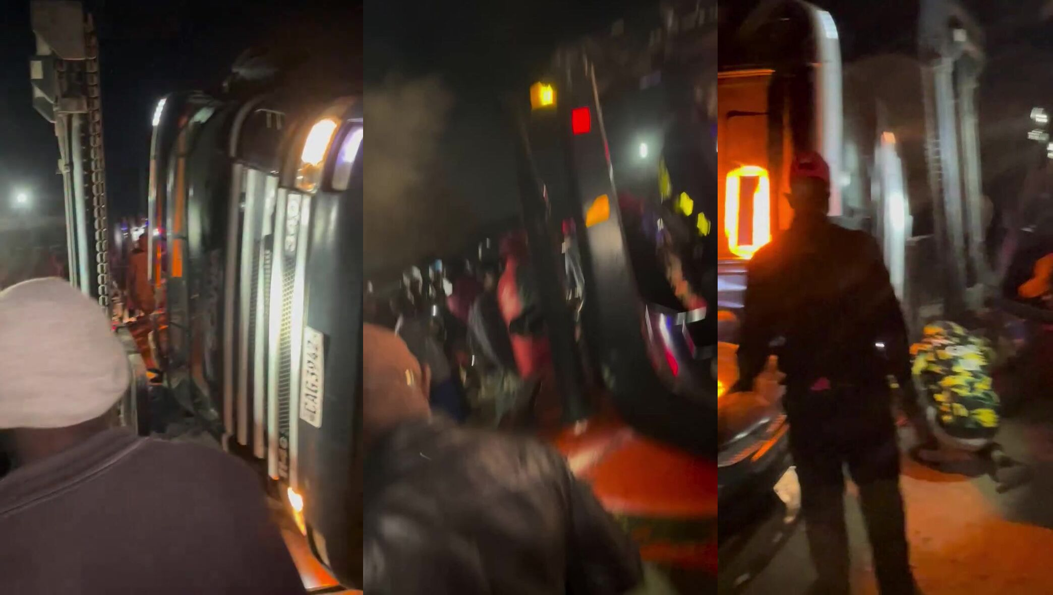 Trapped between truck and car