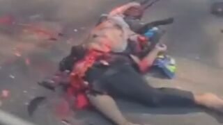 Female Motorcycle Rider Destroyed By Truck