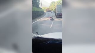 Female Motorcycle Rider Destroyed By Truck