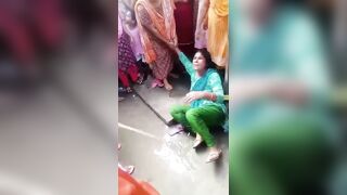 Tied To The Pole Woman Beaten With Sticks For Scamming Fellow Villagers