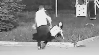 Drunk Man Kicks GF In The Face In Front Of Their Child In Russia