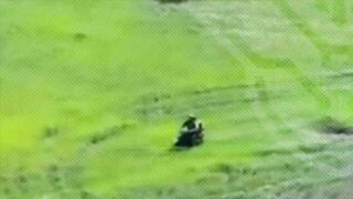 Russian motorcyclist soilder drives over mine.