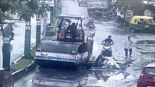 Woman Riding With Friends Slips, Falls And Gets Killed By Road Roller In India