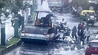 Woman Riding With Friends Slips, Falls And Gets Killed By Road Roller In India