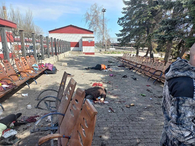 Russians fired rockets at the railway station