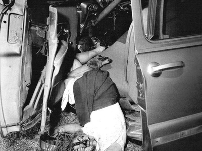 Car crash scenes from the 1950s