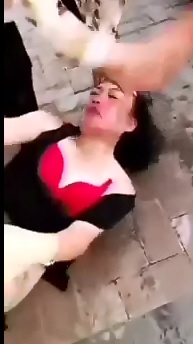 Older Woman is Beaten and Stripped Naked by a Crew of Pissed Off Females 