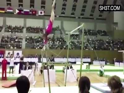 Gymnast Uses Her Head to Land
