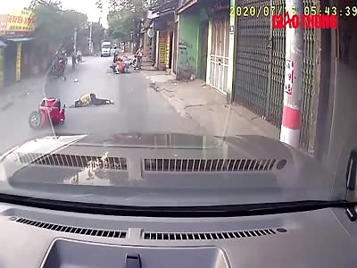 Motorcycle rolled over people