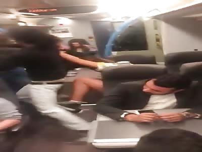 British fight on a train filmed in England over throwing food 