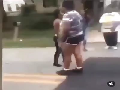 Dumb bitch was about to the win the fight until she got ran over
