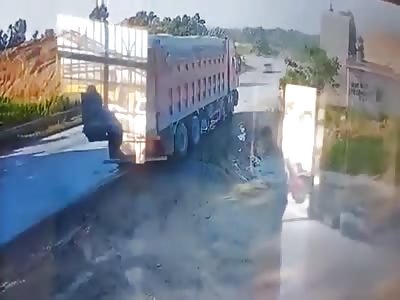 Family crushed by truck going on reverse