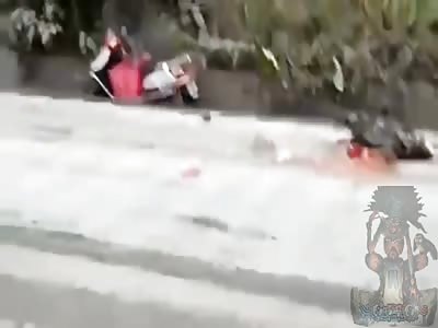 Truck crushes the head of a scooter driver.