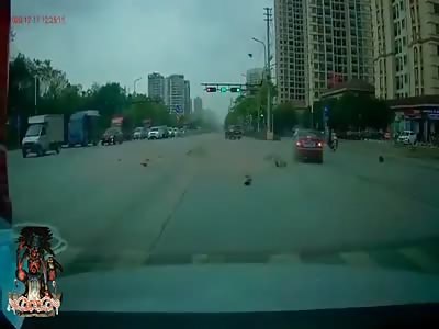 Car vs scooter and driver