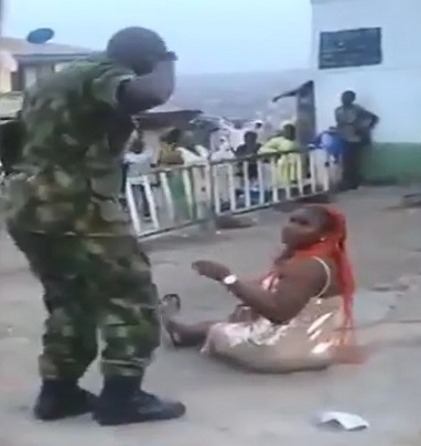 Soldier Flogged This Lady In Peere In Ibadan For Indecent Dressing