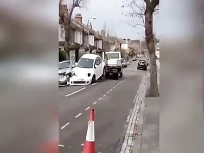 Irish travellers steal VW beetle and crash into parked cars LONDON 