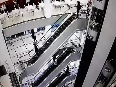 Old Dude And His Granddaughter Fell From Escalator