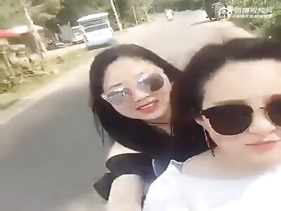 Chinese Bitch Crash While Filming Video