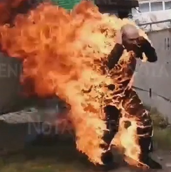 Russian Dude Self Immolates