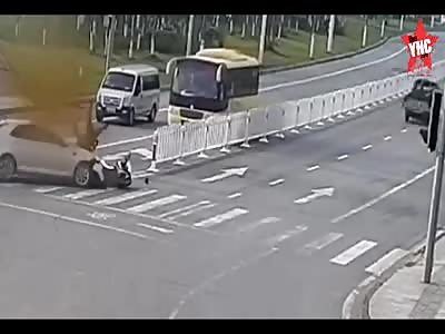 Novice driver hits a scooterist