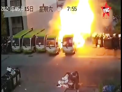 Electric Bus Catches Fire and Triggers Domino Effect.