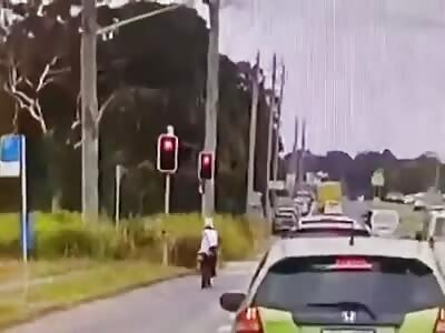 He wanted to touch a traffic light