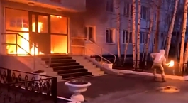 The burning of the military office in Nizhnevartovsk