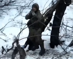 RU soldier firing at a UA drone (+ dead bodies of his coworkers)