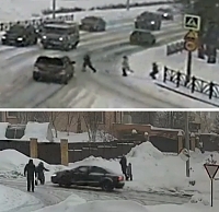 Two different pedestrian accidents in Russia that were hit by a car