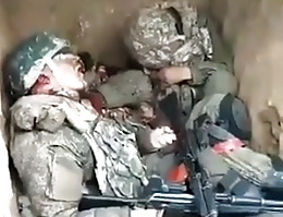 Multiple dead RU soldiers are seen after UA took their position