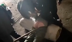 One RU Soldier Sodomizes Captive with a Stick Up His Ass