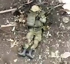 Grenade explodes under a Russian soldier's back