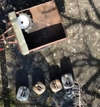A drone drops a grenade on a Russian home-made vehicle
