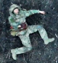 UA soldier gets his arm blown off from a grenade dropped by a RU drone