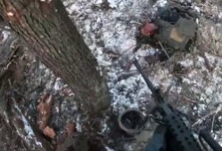 Ukrainian soldier wounded by a shell