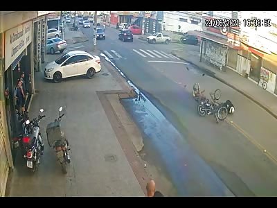 MOTORCYCLE COLLIDES WITH BIKE