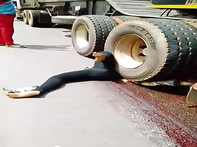 The woman was torn apart by the wheels of the truck