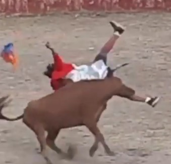 Man brutally hit by bull goes into convulsion