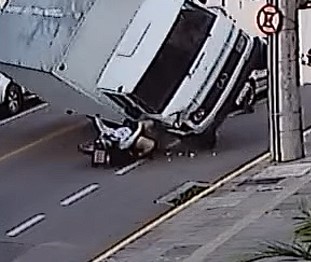 truck hits two motorcycles