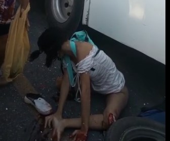 Pretty Girl Collided with Bus