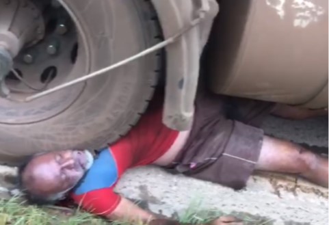 Old man crushed by his own truck